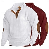 economico Felpe di base-Per uomo Maglia Velluto a coste Felpa con cappuccio Maglione Felpa con cappuccio abbottonata Vino+Nero bianco+vino rosso Bianco+verde militare Albicocca+Caffè Blu denim + nero Colletto Mao Semplice