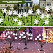 זול אורות נוף-2 יח' Lights 8-ראשיים סולאריים חיצוניים עמידים במים בצורת פתית שלג מנורת תלוית כובע украшение для сада וגן