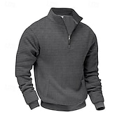 abordables Sweat-shirts basiques-Homme Sweat-shirt Sweat-shirt quart de fermeture éclair Gris Clair Demi-zip Uni Jacquard Quotidien Sport &amp; Loisir Fête Polyester Streetwear Basique Occasionnel Printemps Automne Vêtement Tenue Pulls