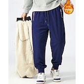 voordelige Joggingbroek-Voor heren Joggingbroeken Fleece broek Jogger Broek Winter broek Trekkoord Zak Elastische taille Effen Comfort Warm Buitensporten Dagelijks Modieus Casual Zwart Blauw Micro-elastisch