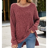 halpa Naisten Yksinkertaiset Paidat-Naisten Pusero Yhtenäinen väri Tyylikäs Vapaa-aika Pitkähihainen Tiukka pyöreä kaula-aukko Tavalliset topit Päivittäin Rypytetty Ruohonvihreä Musta Punastuvan vaaleanpunainen Viini Sininen Kevät