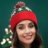 cheap Women's Christmas-Women's Hat Winter Hats Warm Street Holiday Weekend Knitted Geometric Pattern