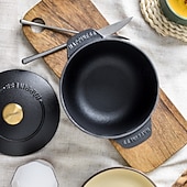 economico Pentole e padelle-Casseruola in Ghisa Olandese da 16 cm - Cottura di Riso Nera  Piatto per Stufato - Utensili da Cucina Versatili per Cottura e Stufatura (1.5 Quart) Regalo di Natale