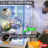 ieftine Produse de curatat-Aspirator manual pentru pietriș, 1,7/2,6 m, cu sifon profesional 3 în 1 pentru acvariu, cu supapă de debit reglabilă - schimbător de apă &amp;îndepărtare a resturilor, instrument de curățare a acvariului
