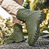 お買い得  ハイキングブーツ-通気性のあるメッシュパネルと頑丈なソールを備えたメンズライトブラウンのタクティカルコンバットブーツ。ハイキング、ハンティング、サバイバルトレーニングに最適な耐久性のあるミリタリースタイルのフットウェア。