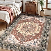 お買い得  エリアラグ-エリアラグ ヴィンテージペルシャスタイル リビングルームと寝室用 大きく耐久性のある汚れに強いフロアカーペット ソフト ノンスリップ ベッドサイドマット ホームデコ エスニックパターン クラシックデザイン