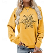 halpa Huppari &amp; Collegepaita-joulu Naisten Pusero Vapaa-ajan topit Pitkähihainen Topit Urheilu- ja treenivaatteet Kuvitettu Puuvilla Pehmeä Juhla Loma Urheiluasut Urheiluvaatteet Musta Valkoinen Keltainen