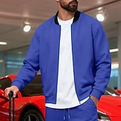 baratos Jaquetas Casuais-Homens jaqueta leve Jaqueta casual Férias Diário Respirável Bolsos Primavera Outono Bloco de cor Moda Clássico Colarinho Chinês Padrão Preto Amarelo Vermelho Azul Marinha Azul Royal Casaco