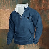 economico Felpe 3D da uomo-Per uomo Maglia Felpa con zip corta Nero Bianco Verde militare Rosso Blu Mezza zip Mucca Mezza cerniera Sport &amp; Outdoor Quotidiano Ferie Poliestere Streetwear Essenziale Casual Autunno Inverno