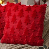 levne Vánoční povlečení-Vánoční povlaky na polštáře s ozdobou na stromeček, měkké plyšové povlaky na polštáře z umělé kožešiny, povlaky na polštáře na vánoční stromeček na svátky, zimní domy, pohovky, postele, verandy,