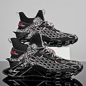 baratos Tênis de Corrida Masculinos-Tênis de corrida futuristas azuis masculinos com cabedal em malha e sola com absorção de impacto, calçados esportivos leves para esportes, academia e moda streetwear