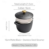 economico Pentole e padelle-Casseruola in Ghisa Olandese da 16 cm - Cottura di Riso Nera  Piatto per Stufato - Utensili da Cucina Versatili per Cottura e Stufatura (1.5 Quart) Regalo di Natale