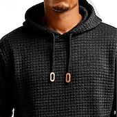 preiswerte Einfache Sweatshirts-Herren Kapuzensweatshirt Waffle Kapuzensweatshirt Pullover Kapuzensweatshirt Aprikose Weinrot Schwarz Weiß Marineblau Mit Kapuze Einfach Kängurutasche Strukturiert Sport &amp; Outdoor Lässig Täglich