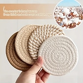 Недорогие Кухонная утварь и гаджеты-Набор из 8 подставок из впитывающего хлопка – минималистичные подставки под напитки для журнальных столиков, домашнего декора, баров и подарков на новоселье, коричневая серия