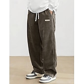 ieftine Picior drept-Bărbați Pantaloni Pantaloni Corduroy Pantaloni largi Pantaloni casual Pantaloni de sport cu picior drept Cordon Talie elastică Culoare solidă Confort Lungime totală Zilnic Casă În aer liber Modă Șic