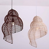 Romantic Beach Lamp Shade Curved Rattan Ceiling Hanging Light in Brown Hand Woven Lamp Vintage Asian Style Industrial Lighting Fixture for Cafe Bar Restaurant Farmhouse cheap Pendant Lights-Romantic Beach Lamp Shade Curved Rattan Ceiling Hanging Light in Brown Hand Woven Lamp Vintage Asian Style Industrial Lighting Fixture for Cafe Bar Restaurant Farmhouse