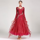 Недорогие Стандартный бальный зал-Бальные танцы Платье Чистый цвет Жен. Выступление Учебный Тематическая вечеринка Длинный рукав Спандекс