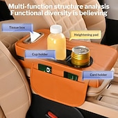 ieftine Husă Scaun Auto-Pernă cotieră consolă centrală auto nouă cu 2 suporturi pentru pahare, pernă de înălțire a cotierei 4 în 1, husă de pernă auto pentru cotiera auto, pentru toate anotimpurile