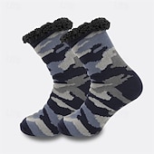preiswerte Herrensocken-Herren 1 Paar Socken Socken mit Sherpa-Futter Freizeitsocken Wintersocken Schwarz Weiß Farbe Geometrisch Tarnung Urlaub Täglich Basic Warm Winter Mode Ethnisch