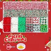 abordables kit para hacer cuentas-Cuentas navideñas para hacer joyas, dijes, cuentas de arcilla para pulseras, collares, manualidades, juego de cuentas de polímero, kit de joyería navideña hecho a mano, accesorios para manualidades