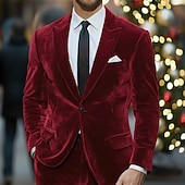 Χαμηλού Κόστους Γιορτή διακοπών-Ανδρικά Σμόκιν Κοστούμια για πάρτι Causal Ρουμπίνι Βυσσινί Φθινόπωρο &amp; Χειμώνας Εφαρμογή Πέτο με Μύτες Πάρτι Καθημερινό Μονόχρωμο Κατά παραγγελία εφαρμογή Σετ 2 τεμαχίων Μονόπετο Ενός Κουμπιού