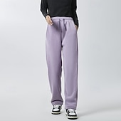 economico Pantaloni a gamba dritta-Per donna Pantaloni Attivo Moda Casual Lunghezza intera Vita media Tinta unica Semplice Coulisse Tasca Fascia Elastica Calore Termico Comodo Micro-elastico All'aperto Lavoro Streetwear Grigio scuro