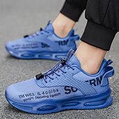abordables Chaussures de Course pour Hommes-Baskets jaunes de style urbain pour hommes avec semelle à coussin d'air et tige en mesh, chaussures de sport légères et tendance pour la course, la salle de sport et les vêtements décontractés