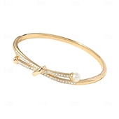 cheap Bracelets-Zircon Geometrical Totem Series Cute Stylish Simple Trendy Chrome Bracelet Jewelry Silver / Golden For Wedding Party Engagement Prom