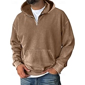 abordables sweats à capuche basiques pour hommes-Homme Sweat à capuche Sweat à capuche quart zippé Noir Vin Vert Véronèse Bleu Violet À capuche Uni Avec Poches Sport &amp; Loisir Quotidien Fête Polyester Streetwear Basique Occasionnel Printemps Automne