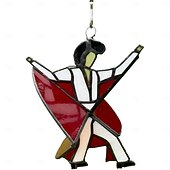 cheap Outdoor Wall Hangings-Dancing King Pattern, Handmade Stained Spinner Kinetic Acrylic Hanging Decor, DIY Sunlight Catcher Memphis Melody Spinner for Garden Yard, Porch, Window Decoration