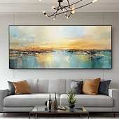 お買い得  風景画-油絵、手作り、抽象画、夕焼け、海景、油絵、大きな質感の海、インパスト、ビーチ、壁アート、カラフルな空、反射、キャンバスアート、ホームデコレーション