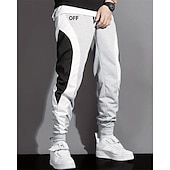 Χαμηλού Κόστους Αθλητικά παντελόνια-Ανδρικά Αθλητικές Φόρμες Τζόγκκερ Παντελόνια Κορδόνι Τσέπη Ελαστική μέση Συνδυασμός Χρωμάτων Γράμμα Άνεση Υπαίθρια Αθλήματα Καθημερινά Μοντέρνα Καθημερινό Μαύρο Γκρίζο Μικροελαστικό