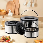 economico Set da Cucina-Contenitore termico per alimenti in acciaio inossidabile da 3 pezzi, contenitore termico portatile a prova di perdite per zuppa da viaggio, campeggio all&#039;aperto, bianco