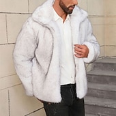 abordables Manteaux &amp; vestes-Homme Veste d'hiver Manteau en Fausse Fourrure Vacances Quotidien Chaleur Thermique Toison Automne Hiver Uni Mode Streetwear Revers Régulier Fausse fourrure Blanche Marron Gris Veste