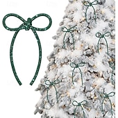 billige Sløyfer og bånd-6 stk. julesløyfedekorasjon champagne gull glitrende strass-sløyfe med metalltrådsbånddekorasjon egnet for juletrepynt blomstergirlander gaveemballasje