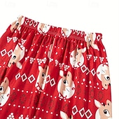 お買い得  子供のクリスマスパジャマ-ファミリールック クリスマス クリスマスファミリーパジャマ パジャマ ファミリーセット グラフィック しか 家 プリント ルビーレッド 長袖 日常 マッチング衣装