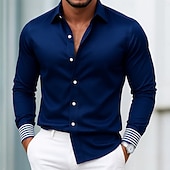 economico Camicie in raso da uomo-Per uomo Camicia Camicia in raso Camicia elegante Camicia casual Camicia con Bottoni Camicia da Ballo Semplice Formale Matrimonio Nero Vino Blu marino Blu reale Manica Lunga Bavero Tutte le stagioni