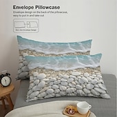 cheap Duvet Cover Sets-Beach Pebble Print 3-Piece Down Duvet Cover Set for Queen Bed, Soft Comforter Cover with 2 Pillowcases – Hotel &amp; Guest Room Bedding, Cozy &amp; Comfortable