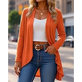 abordables Vestes de course-Femmes Couleur Unie Cardigan ouvert sur le devant Cardigan tricoté Automne manche longue Athleisure Col en V Extérieur Voyage Sportif Rouge vin Noir Violet Tenue de sport Tenues de Sport