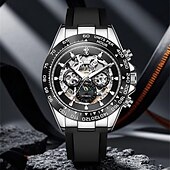 cheap Mechanical Watches-The New Olevs Silicone Men'S Business Watch With Luminous Calendar And Moon Phase Display A Multi-Functional Fully Automatic Mechanical Watch Is A Fashionable Casual Waterproof Sports Wristwatch