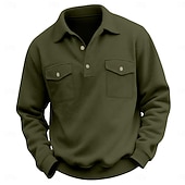 economico Felpe di base-Per uomo Maglia Nero Verde militare Blu marino Grigio chiaro Grigio scuro Bavero Semplice Tasca Sport &amp; Outdoor Quotidiano Ferie Streetwear Essenziale Casual Primavera &amp; Autunno Tutte le stagioni