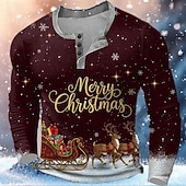Voor heren Kerstmis Grafisch Wafel Henley-shirt Informele stijl Klassieke Stijl  Lange mouw Modieus Ontwerper Basic Buiten Casual Dagelijks Winter Lente & Herfst Blauw Bordeaux Paars Henley voordelige Kersttafereel Outfit-Voor heren Kerstmis Grafisch Wafel Henley-shirt Informele stijl Klassieke Stijl  Lange mouw Modieus Ontwerper Basic Buiten Casual Dagelijks Winter Lente & Herfst Blauw Bordeaux Paars Henley