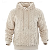 voordelige Fleecehoodie-Men's Jacquard Hoodie Fleece Hoodie Apricot Black Brown Gray Light Blue Hooded Plain Kangaroo Pocket Textured Sports &amp; Outdoor Casual Daily Streetwear Cool Sportswear Fall Winter Clothing Apparel