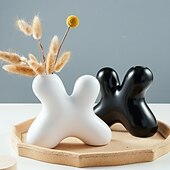 Недорогие Скульптуры-1 шт. креативная ваза в форме буквы X из полимерного материала, черно-белая, декоративная бутылка, сухой цветочный контейнер, подходящий для дома, гостиной, спальни, столовой, украшения стола для