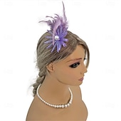 abordables Fascinateurs-Fascinators Perle Tissu Chapeau Fedora Formel Mariage Noël Fête du thé Course de Chevaux Élégant ancien Avec Plume Casque Couvre-chef