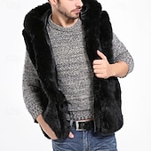 baratos Gilets-Homens Colete de camurça sintética Colete Gilet Ao ar livre Diário Moda Casual Outono Inverno Bolsos Jeans Manter Quente Confortável Tecido Zíper Com Capuz Normal Preto Amarelo Colete