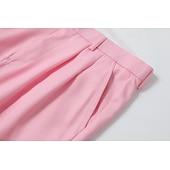  Men's Dress Pants Trousers Slacks Pocket Buttons Plain Comfort Formal Party Work Fashion Classic Style Coral Pink Yellow Micro-elastic