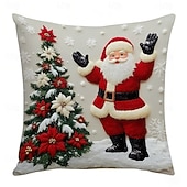 お買い得  クリスマスの寝具-クリスマス用枕カバー、トナカイ柄リネンソファクッションケース &amp;ウサギ、ホリデーボヘミアン装飾クッション、お祝いの室内装飾用