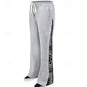 baratos Perna Reta-Homens Calças Esportivas Calça de moletom com pernas largas Calças Calças largas Com Cordão Cintura elástica Botão Lateral Bloco de cor Tecido Pavio Humido Respirável Comprimento total Esportes