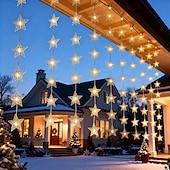 Недорогие LED ленты-Новые светодиодные занавесные звёздные гирлянды работающие от USB с дистанционным управлением для праздничных гирлянд на террасе на заднем дворе для вечеринки многоцветное освещение